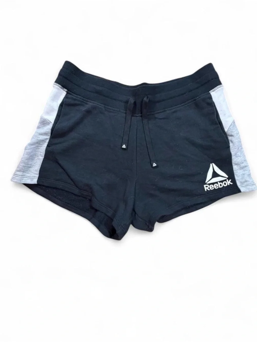 Reebok Athletic Shorts Womens Large Black Drawstring Activewear Running Gym